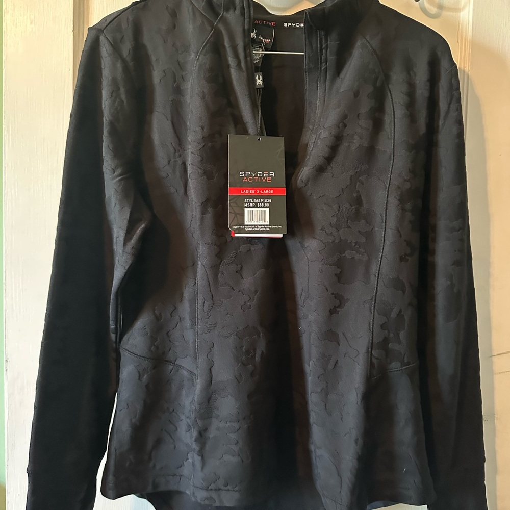 Spyder Ladies' Black Activewear 3/4 Zip Pullover  Perfect for layering NWT